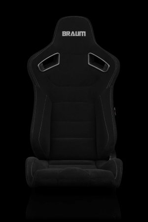 Braum Elite Black Jacqaurd Sport Reclining Seats -Grey Stitches - Pair