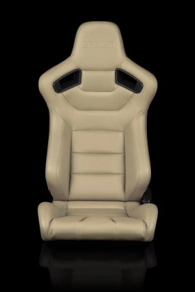 Braum Elite Beige Leatherette Carbon Fiber Mixed Sport Reclining Seats - Pair