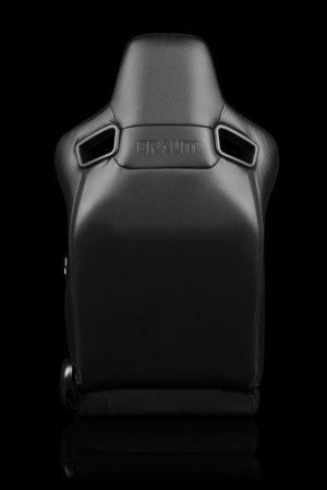 Braum Elite V2 Black Leatherette Sport Reclining Seats -Houndstooth Fabric - Pair