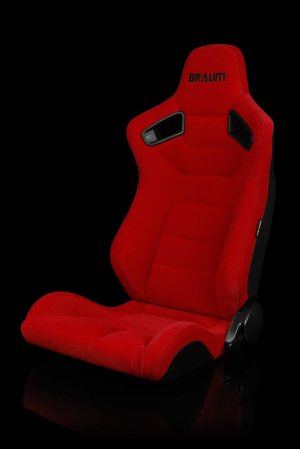 Braum Elite Red Cloth Sport Reclining Seats -Black Stitches - Pair