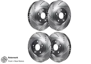 Rotorworks KIA Stinger Zinc Coated Drilled & Slotted Rotors FRONT & REAR SET 2018 – 2023
